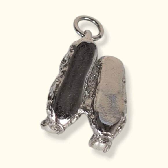 (2/$20) Vintage Sterling Faux Pearl Slipper Charm - Picture 4 of 5